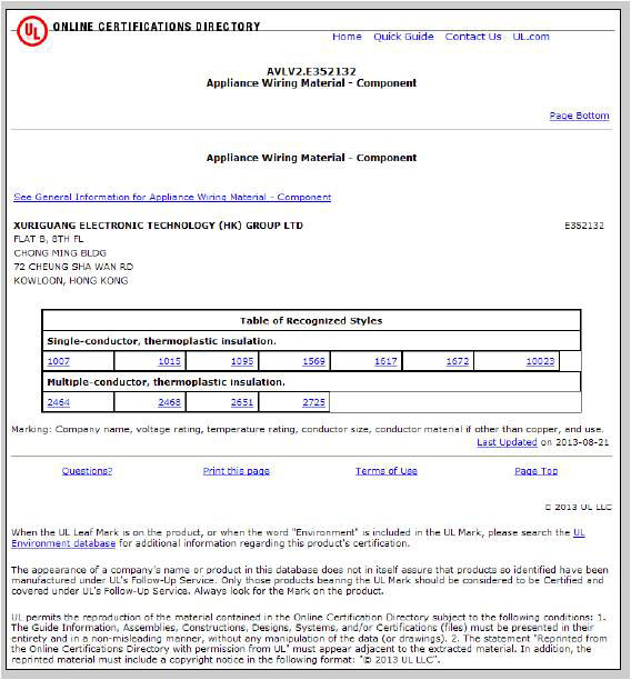 E352132 UL電線認證